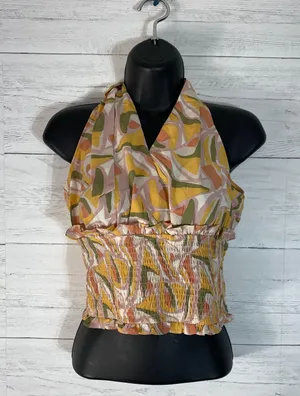 Milk and Honey Retro Pattern Halter Top Size M hippie thumbnail 1