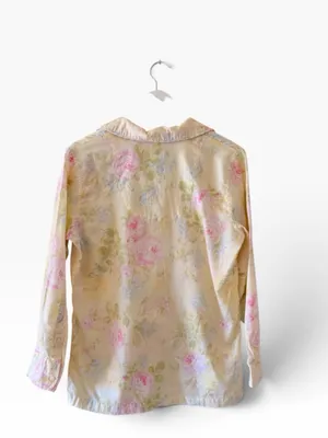 Lauren Ralph Lauren Blue Yellow Pink Floral Embroidered pajama set SZ M #2670 thumbnail 4