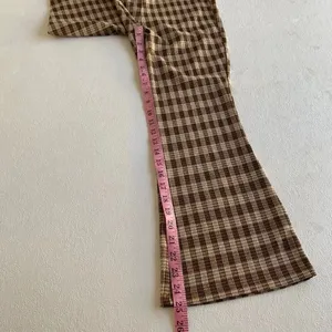 Stitch & Pine Brown Plaid Flare Pants Women’s Small Retro Stretch thumbnail 5