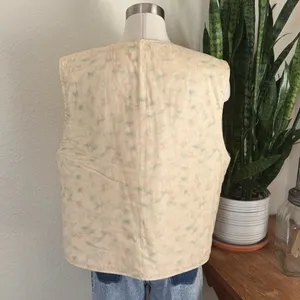 Vintage Patchwork Floral‎ Quilted Vest Reversible Boho Fall Layering large Orange thumbnail 8