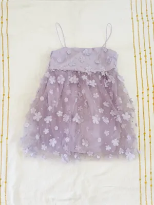 Altar'd State Aurora Purple 3D Floral Babydoll Mini Dress Embellished Lavender thumbnail 4