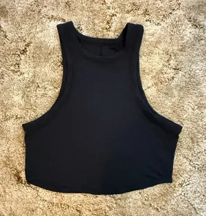 Lululemon Black Cropped Racerback Tank Top Size Medium thumbnail 1