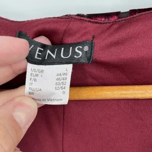 Venus Burn Out Velvet Floral Burgundy Black Lace Up Top Size‎ L Whimsigoth Y2K thumbnail 6