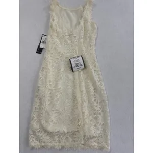 Jump Apparel Wendye Chaitin Ivory Floral Lace Sheath Dress 47464 Women Small NWT thumbnail 6