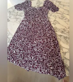 NWT Madewell Puff Sleeve Sweetheart Midi Dress in Floral 4 need left arm elastic thumbnail 7