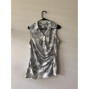 Cabi Priority Blouse M Sleeveless Collared Faux Wrap Draped Button Front thumbnail 2