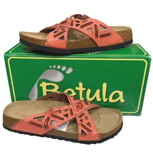 Betula by Birkenstock Joyce Double Leather Sandal Womens 8 Orange Boho Hippie thumbnail 1