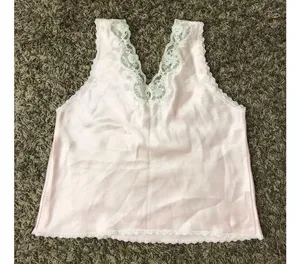 Vintage light pink sleep top with adorable dainty lace, bead, and flower details thumbnail 10