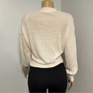 Camaieu V-Neck Button Front Cardigan Balloon‎ Sleeve Lightweight Knit Sweater thumbnail 4