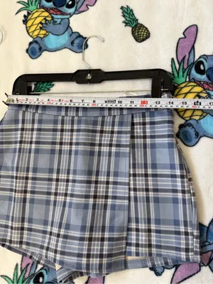 IRIS Size S Blue Plaid Wrap Mini Skort Y2K 90s Preppy Academia Clueless Grunge thumbnail 8