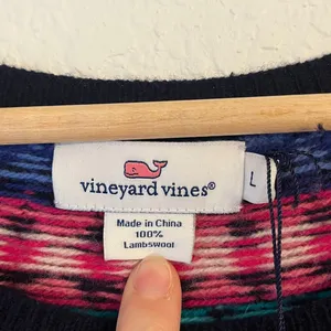 NWT Vineyard Vines‎ Fair Isle Cable Knit Sweater Dress L Lambswool Nordic Navy thumbnail 5