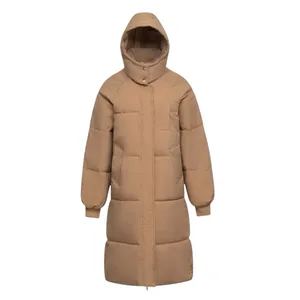 Puffit Hooded Long Puffer Winter Snow Jacket Women’s Size S Tan Warm Outdoors thumbnail 2