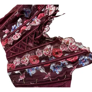 Victoria's Secret dream angels Burgundy floral embroidery corset bra lingerie thumbnail 7
