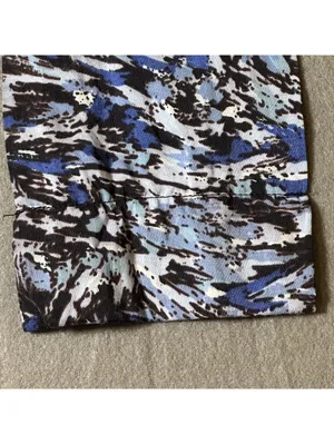Blue, Black, & White Abstract Brushstroke Patterned Scarf Blue thumbnail 5