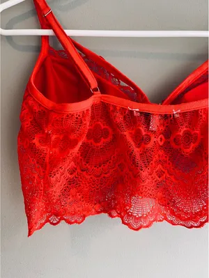 Papaya Red Sexy Lace Bra Size Large thumbnail 8