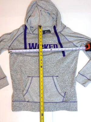 Wicked Musical Hoodie Womens Medium Gray Purple Logo Broadway Theater Lounge Top thumbnail 6