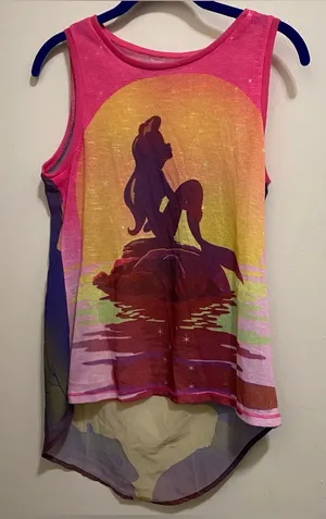 Disney Womens M Medium 34” The Little Mermaid Tank Top Sheer Chiffon Ariel Rock thumbnail 1