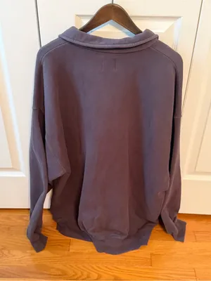 Aritzia Tna Cozy Af Fleece Dark Gray Henley Oversized Sweatshirt thumbnail 3