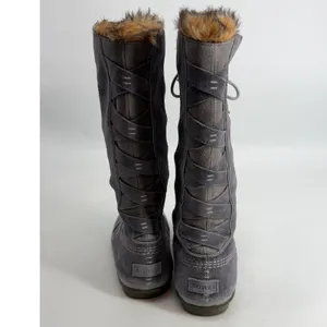 Sorel Tall Waterproof Winter Snow Boots Gray Faux Fur Womens 8‎ thumbnail 3