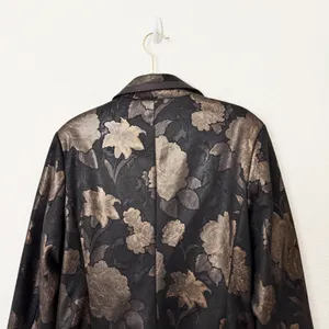 [Avec Les Filles] Black Gold Floral Print Jacquard Tuxedo Blazer Jacket NWT XL thumbnail 5