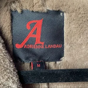 Adrienne Landau Vegan Suede & Fur Tie Closure Swing Coat in Brown Size Medium thumbnail 3