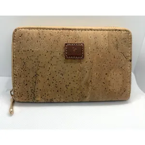 Portugal Cork Wallet Zip-Around Eco-Friendly Sustainable Vegan‎ Natural Boho thumbnail 2