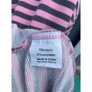Unbranded Pink Grey Striped Sweatshirt Green Trim‎ French Terry Crewneck Large thumbnail 5