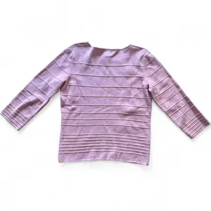 Vintage Geoffrey Beene Pink Striped Cotton 3/4 Sleeve Sweater Pastel Size M thumbnail 4