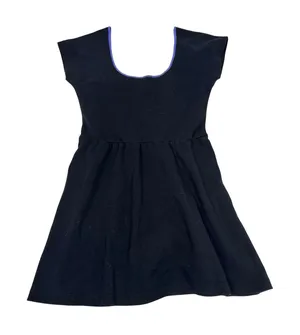 Kimchi Blue Black Skater Dress Purple Silk Trim Scoop Neck Cap Sleeve Large thumbnail 1