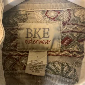 BKE Outerwear womens brown embroidered zip up pocket motorcycle vest size L thumbnail 6