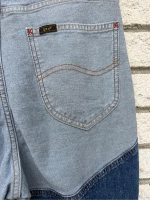Lee Two-Tone High-Rise Flare Jeans — Light Blue & Dark Blue thumbnail 14