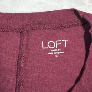 LOFT Crewneck Smocked Cuff Jersey Knit Top Size M Holiday Minimalist Office thumbnail 4