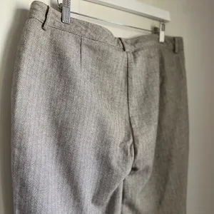 LL Bean Classic Fit Herringbone Pants Tan Womens 14 Flat Front Trousers Straight thumbnail 8