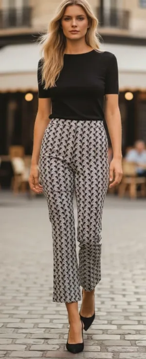 Anthropologie Maeve The Margot Kick Flare Geometric B&W Pants size XS thumbnail 1