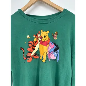 Disney Winnie the Pooh Sweatshirt Women Medium Green Graphic Pooh Tigger Eeyore thumbnail 2