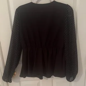 SHEIN Black Blouse with Polka Dot Sleeves thumbnail 4