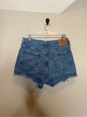 Levis 501 Distressed Cut Off Denim Shorts Womens 31 High Rise Festival Shorts thumbnail 2