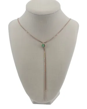 Sarah Coventry Necklace Womens‎ Lariat Rose Gold Green Cats Eye EUC thumbnail 1