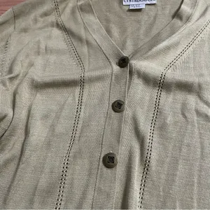 Vintage 100% Silk Minimalist Button Up Cardigan Small Green Neutral Quiet Luxury thumbnail 5
