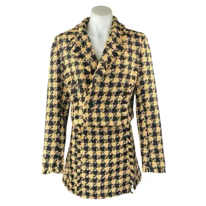 House of Harlow 1960 Yellow Black Gingham Long Sleeve Blazer Skirt 2 Pc Set S/M thumbnail 2