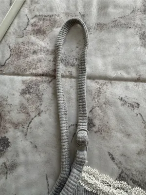 Aerie Lace-Trim Gray ribbed Camisole Slip tank dress, size XL cotton casual thumbnail 8