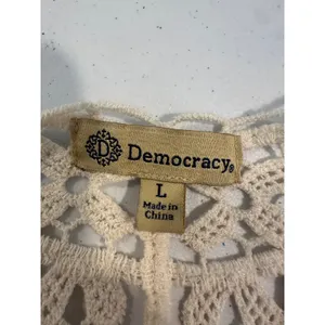 Democracy Kimono Cardigan Womens L Cream Crochet Lace Embroidered Boho Festival thumbnail 5