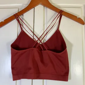 Bench Body Womens Seamless Ribbed Multi-Strap Crisscross Crop Top Rust Red Small thumbnail 2