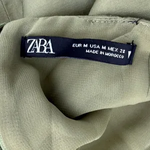 Zara Olive Green Satin Halter Mini Dress Ruched Open Back Cocktail Size Medium thumbnail 3