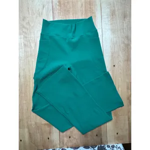 PINSPARK Womens Green‎ Ribbed High Waisted Flare Yoga Pants with Pockets Size S thumbnail 2
