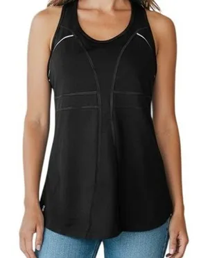 ATHLETA Black Racerback Tank Built In Bra Back Pockets Stretch Size Small‎ thumbnail 1