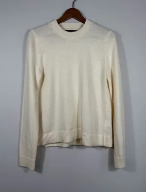 Banana Republic Women’s Cream Cotton Blend Crewneck Sweater Medium thumbnail 1