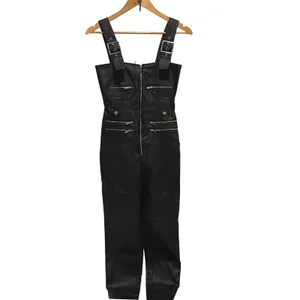 WE‎ WORE WHAT Moto Overalls Vegan Leather Black XS WWQ06 1 thumbnail 2