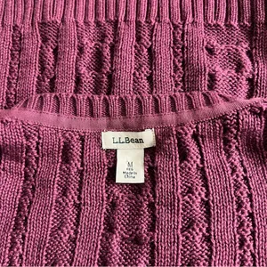 L.L. Bean Women’s Purple Magenta Cable Knit Fishermans Crew Neck Sweater Plum M thumbnail 3