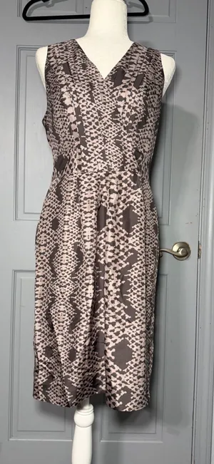Banana Republic Taupe and Brown Printed Midi Dress thumbnail 1